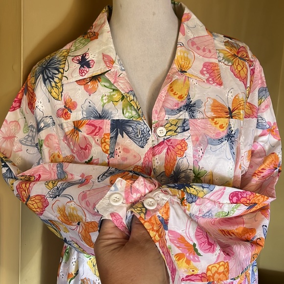 ALFRED DUNNER  Size 16W Butterfly Eyelet Embroidered Cotton Lightweight  $89 NEW - Picture 4 of 16